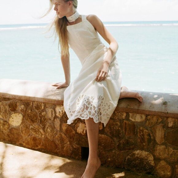 NWT ZARA LACE TRIM 100% LINEN DRESS LIMITED EDITION - Picture 8 of 8